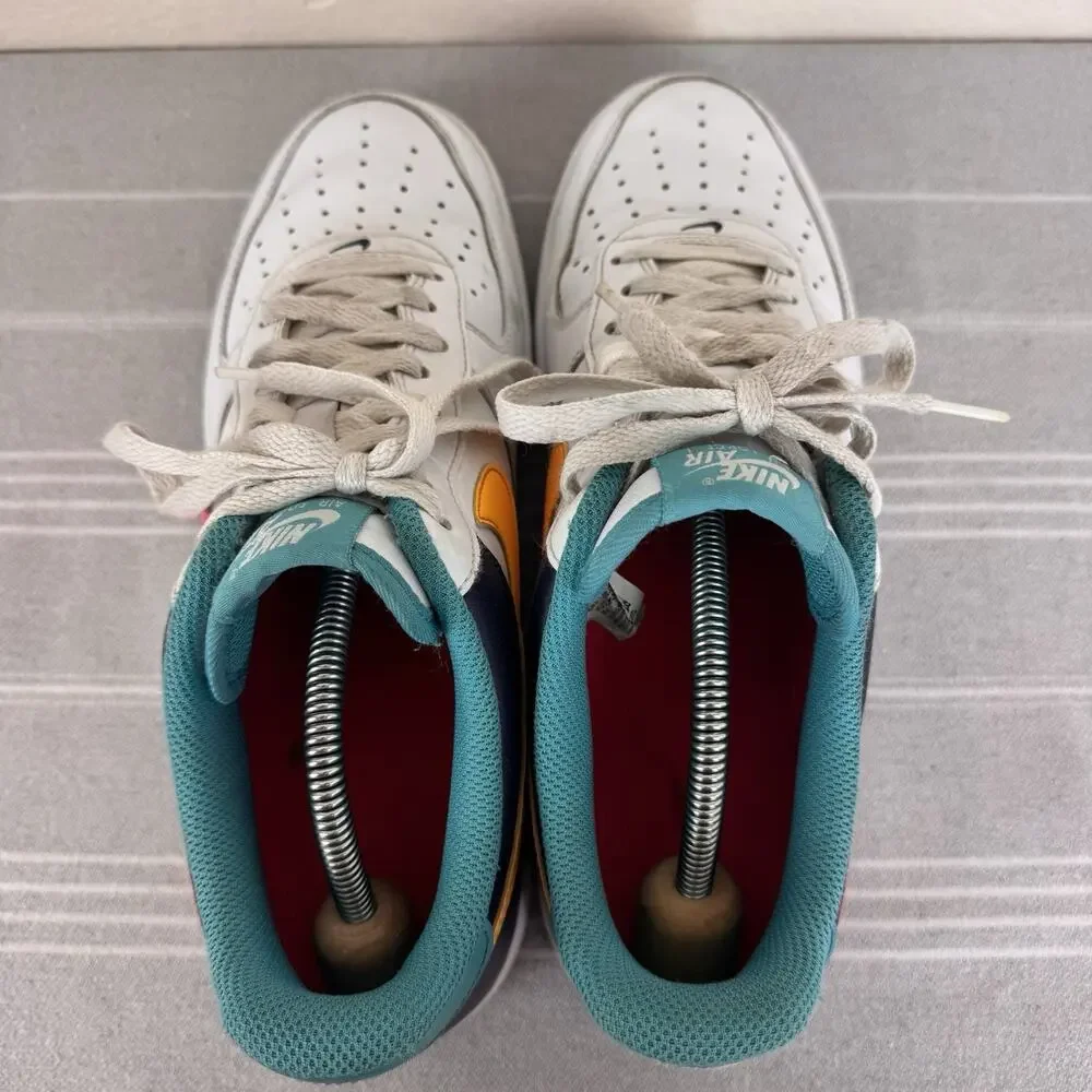 Nike Air Force 1 Low ‘07 90s Leather Athletic Sneakers Neon Pack White Multi 9.5